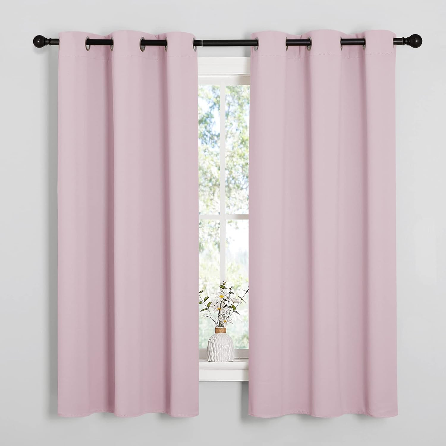 Baby Pink Blackout Curtains 40 Inches Length for Kitchen, 2 Panels, 29″ Wide, Th