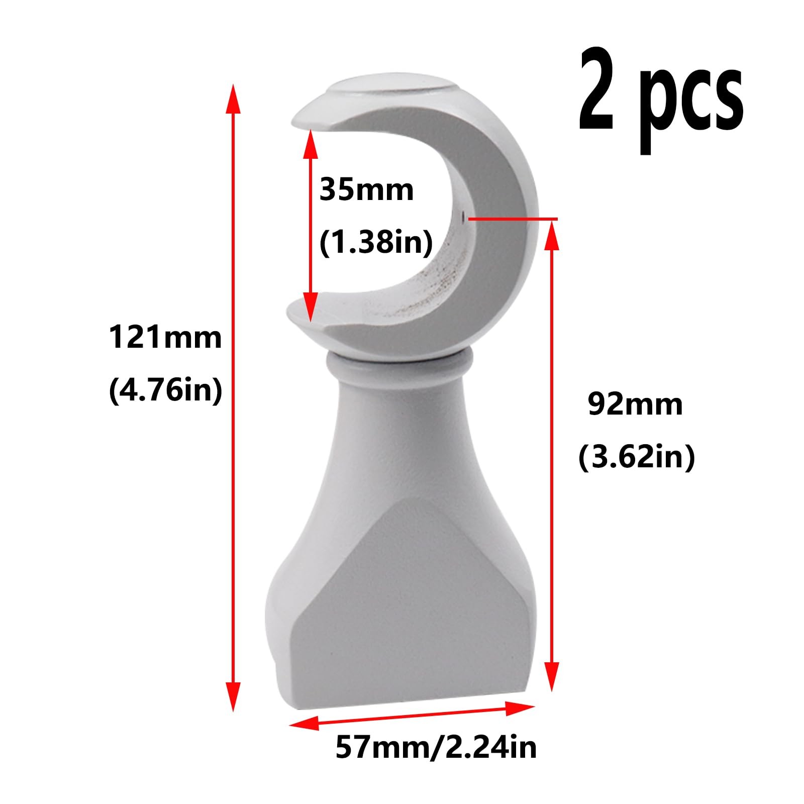 Antrader Wood Curtain Rod Brackets,White Support 1-3/8″(35mm), White
