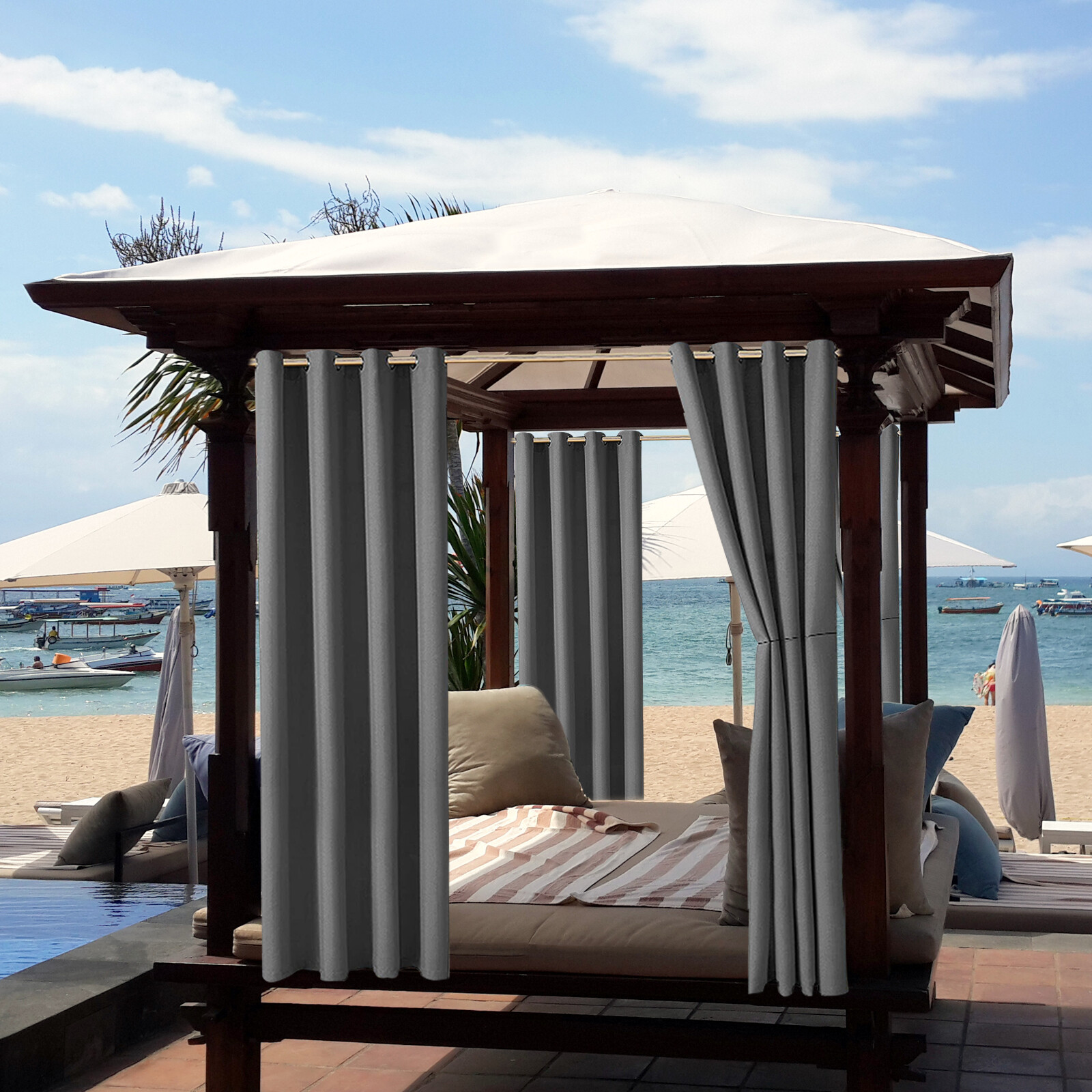 Indoor/Outdoor Waterproof Blackout Curtains Pergola Patio UV-protection Garden