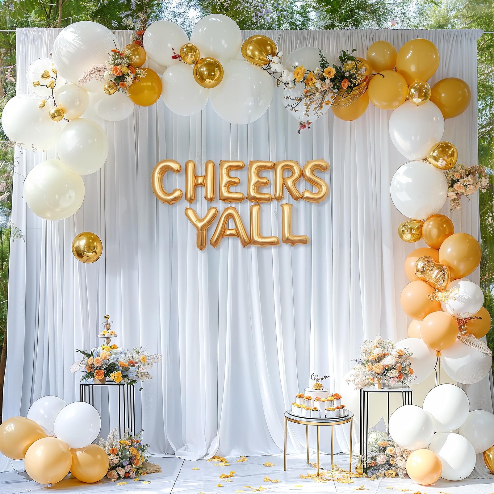 40x10ft White Backdrop Curtains for Wedding W5 x H10′(8 Panels),