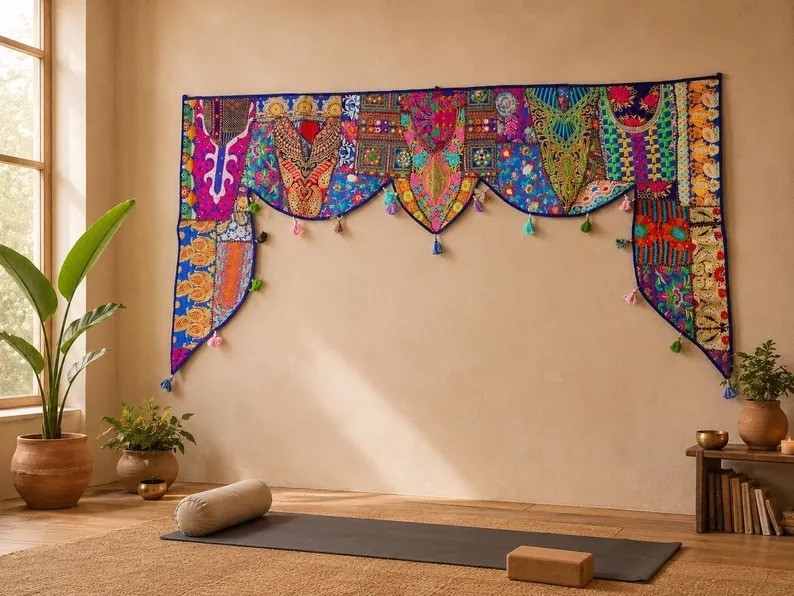 2 Meter Large Indian Toran Boho Wall Tapestry Indian Entrance Decor Door Hanging