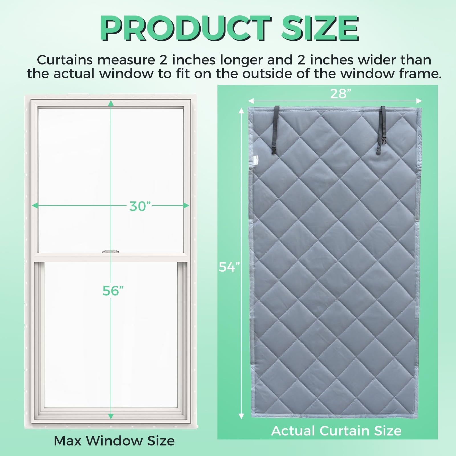 Winter Window Insulation Kit – Thick Cotton Thermal Cover 30″x56″, Heavy Duty, G