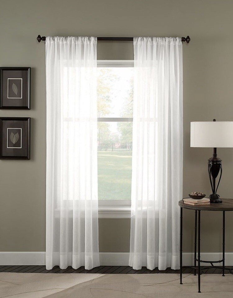 Curtainworks Trinity Crinkle Voile Sheer Curtain Panel 51×132″ Winter White