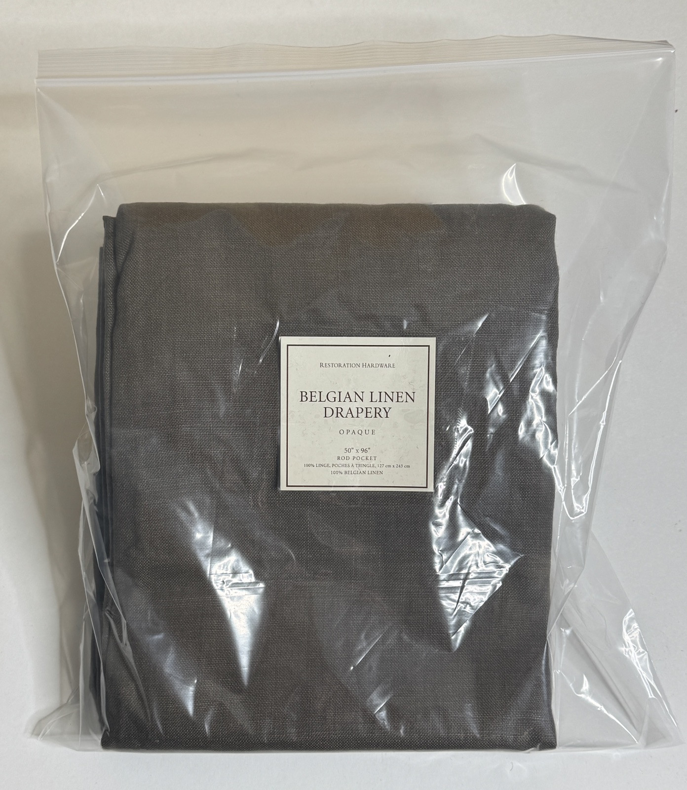 Restoration Hardware Opaque Belgian Linen Drapery RP 50″W x 96″L Chocolate $255