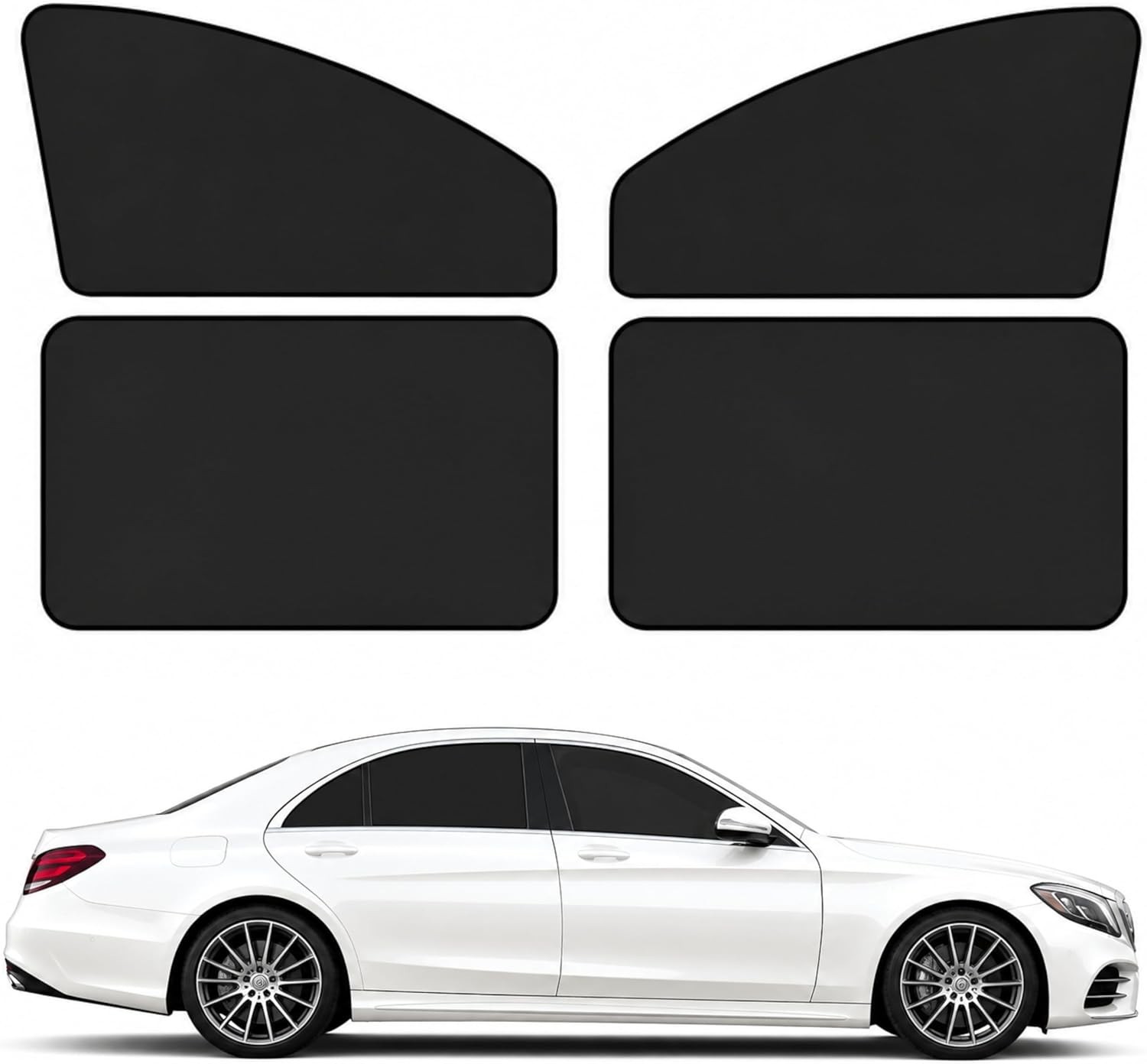 4PCS Magnetic Car Window Shades 100% Blackout Privacy Curtains for Side Windows