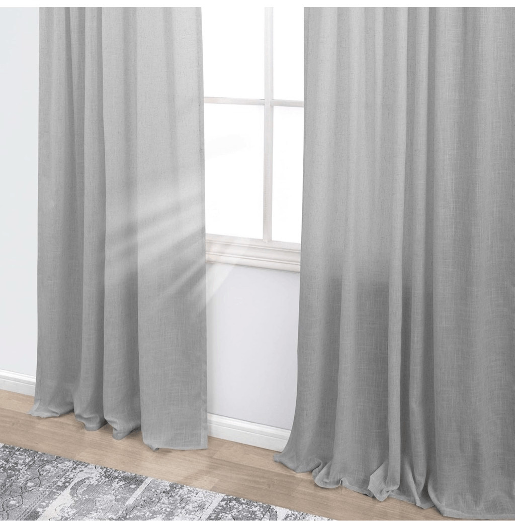 NEW Dove Gray Curtains 2 Panels Set Tab Top Light Filtering Linen Blend 52x84L