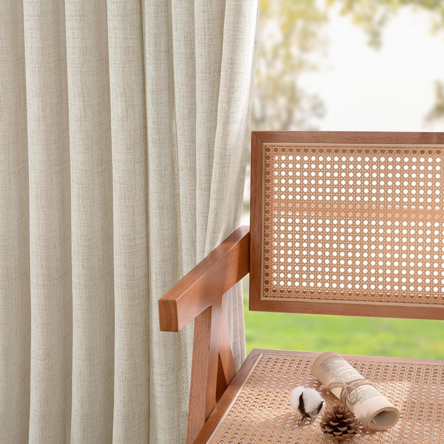 Linen Cafe Curtains Length 2 Panels, Short Half Window Drapes