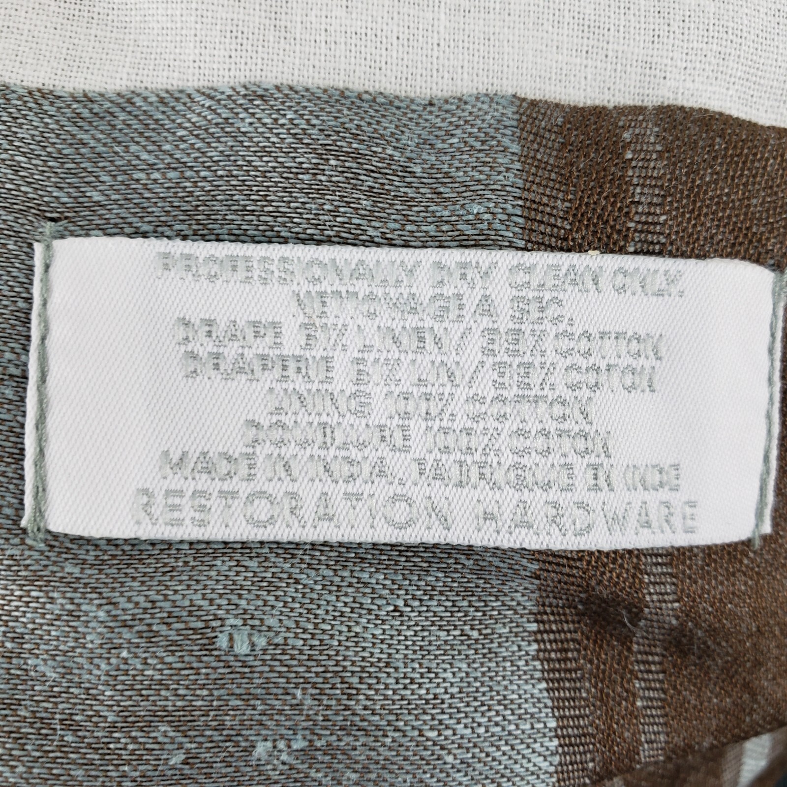 Restoration Hardware Lined Drape Blue Brown Stripe Cotton Linen 1 Panel 51×84″