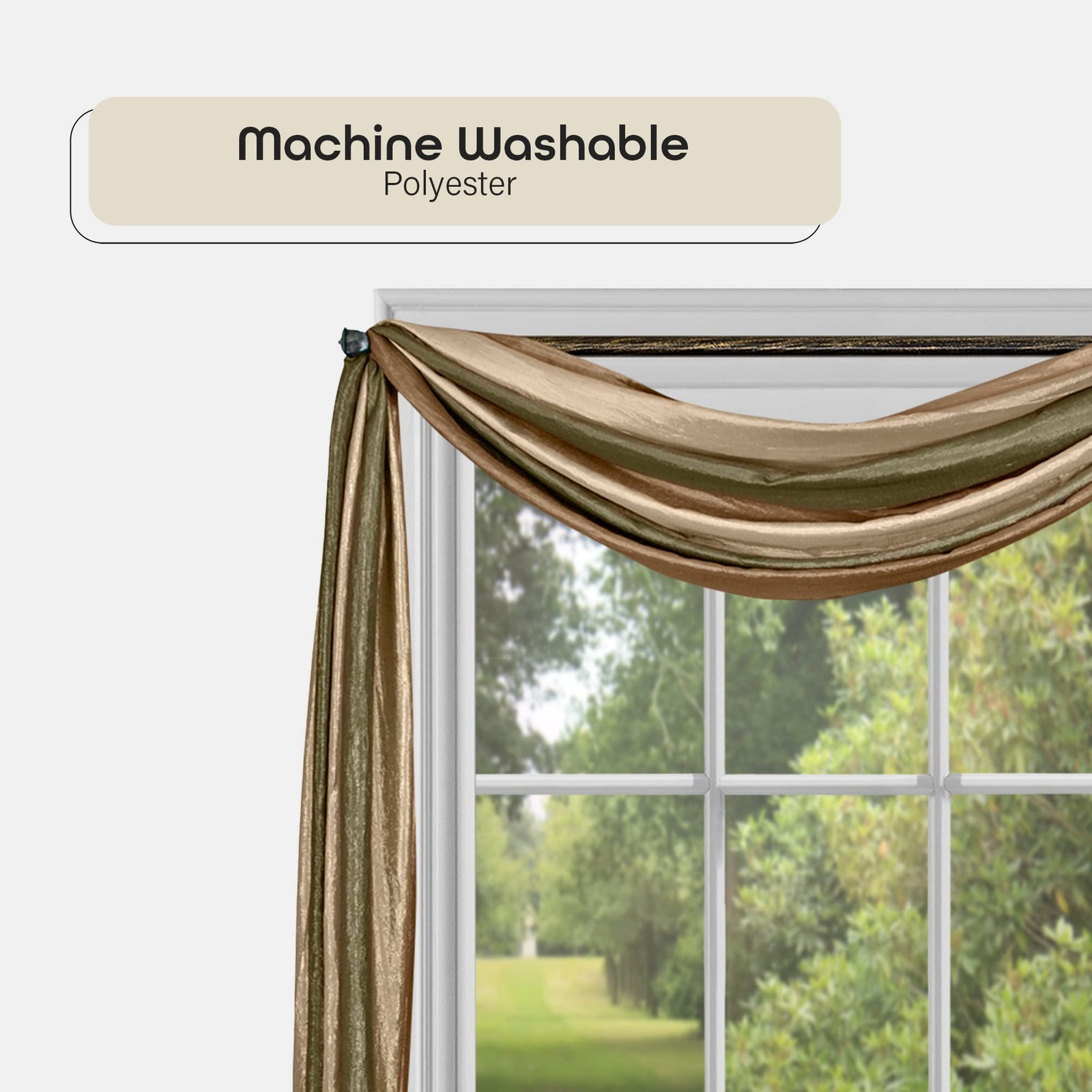 Sheer Window Scarf Valance – 50 Inch Width x 144 Inch Length (Earth) – Light …