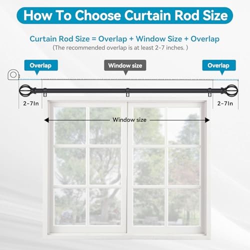 Curtain Rods for Windows 28 to 48 Inch, 5/8″ Diameter 28-48″(1 Pack) Black