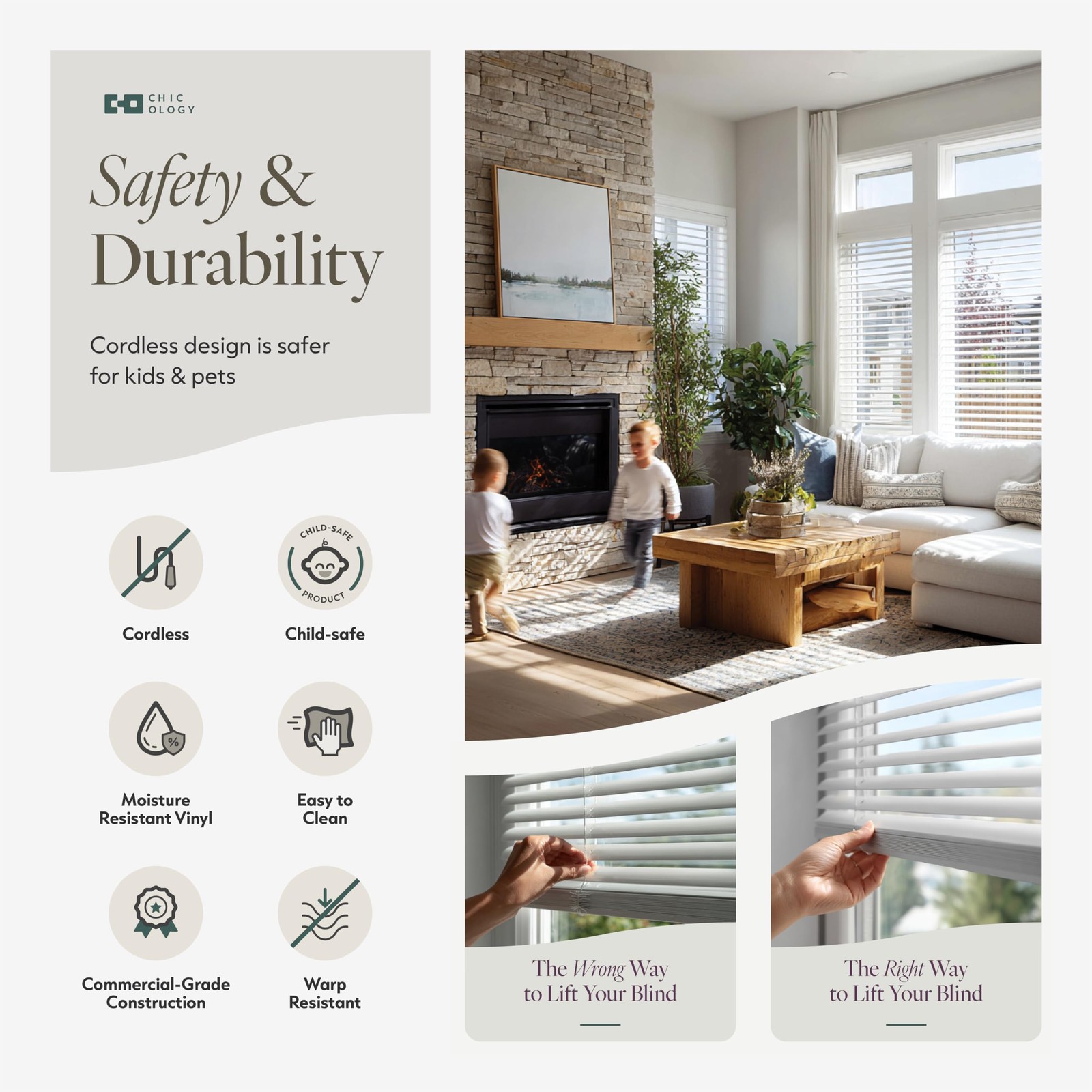 Cordless Mini Blinds 27″ W x 48″ H White Vinyl Light Filtering Room Darkening