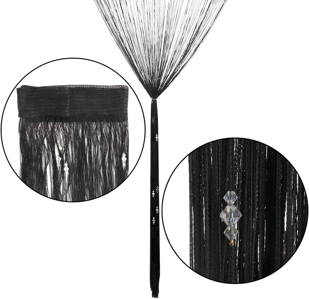 GREENWISH String Curtains Black Beads Curtains Doorway Tassel Curtain Thread New