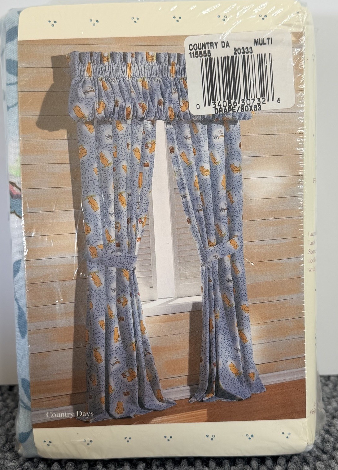 Vintage Classic Winnie The Pooh Country Days Curtain Set 80×63 NIP Disney Sealed