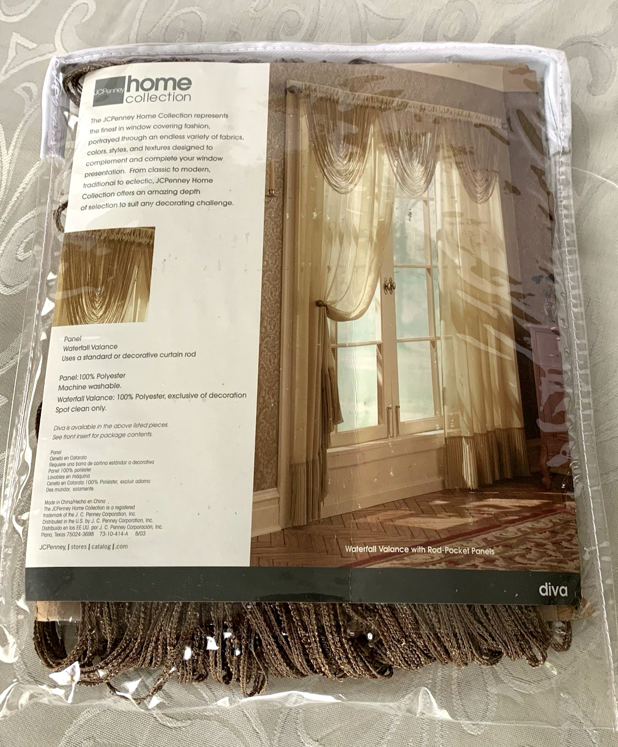 NOS JCPenney Home Collection Diva Waterfall Valance 52”x 30” Panel Antique Gold