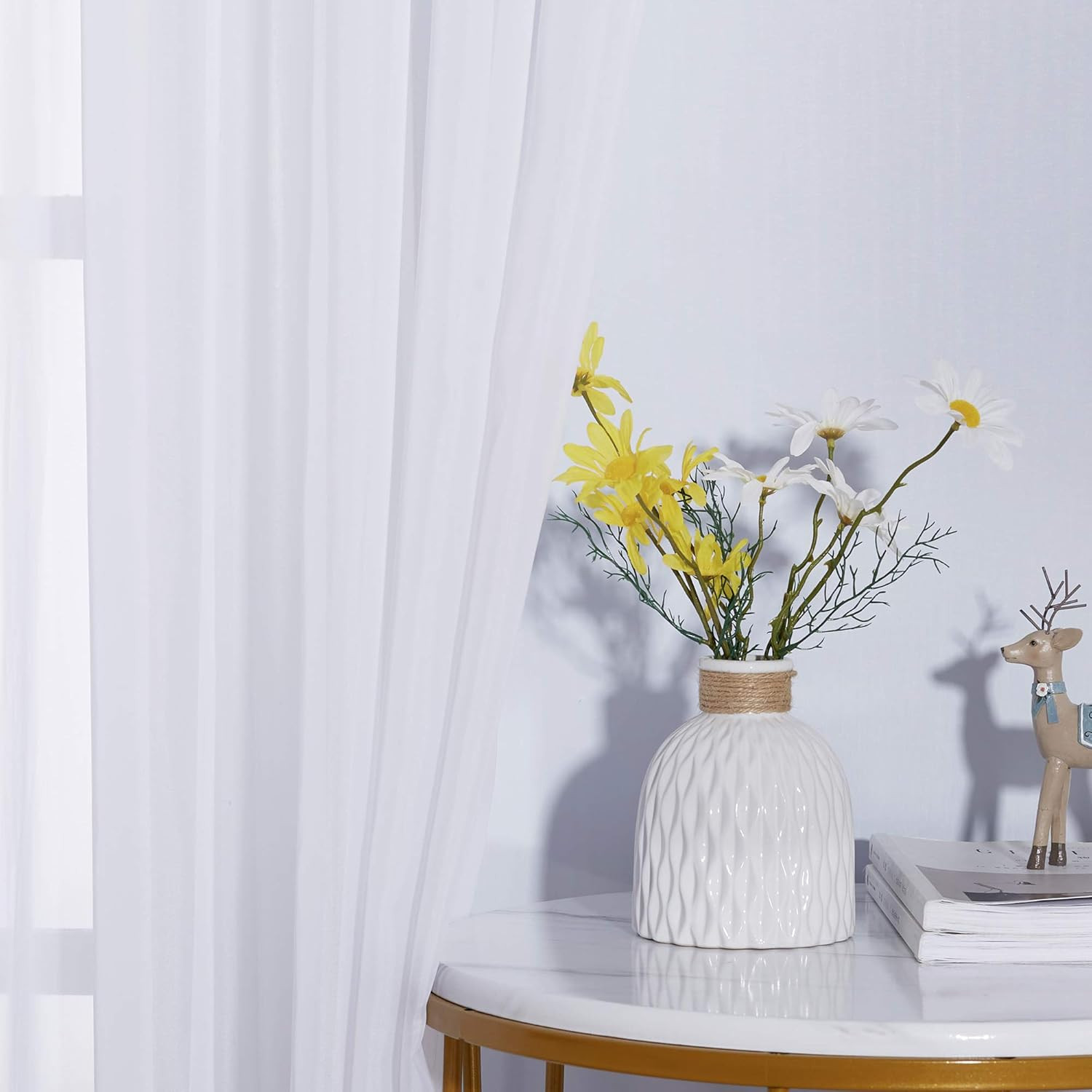 Sheer Curtains Extra Long and Wide W70 X L108 for Living Room Windows, Grommet V
