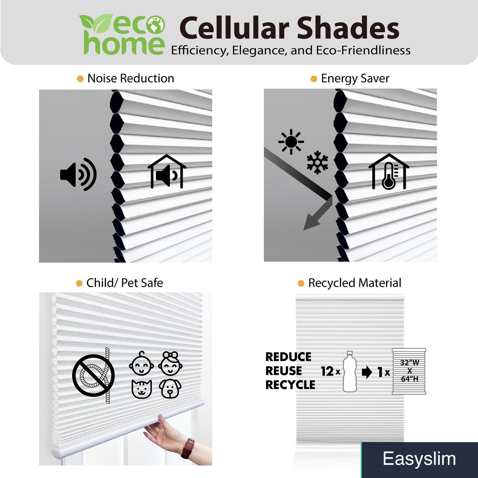 Cellular Shade 40″ x 72″ Top Down Bottom Up Cordless Blackout Cream