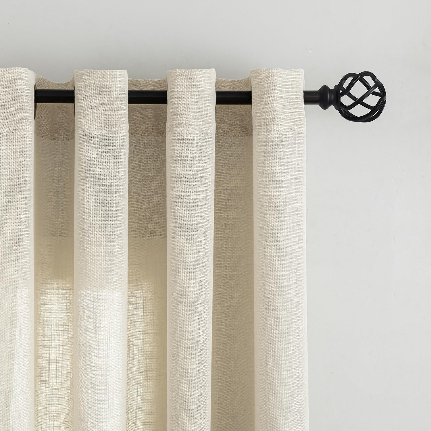Natural Linen Textured Curtains Eyelet Linen Curtains for Window Living Room…