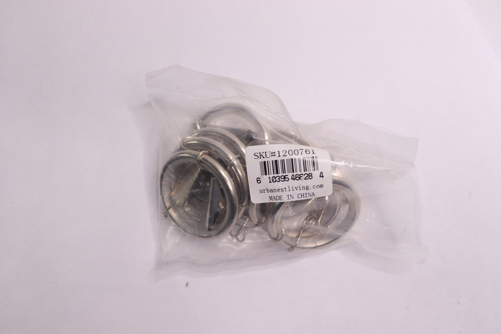 (8-Pk) Urbanest Nylon-Insert Curtain Rings with Clips and Eyelets Brushed Steel