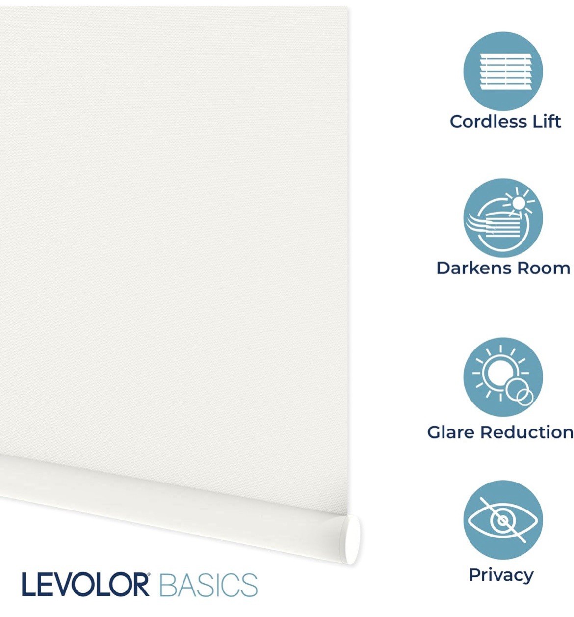 LEVOLOR Basics Cordless Blackout Roller Shade, 34″ x 72″, #R028