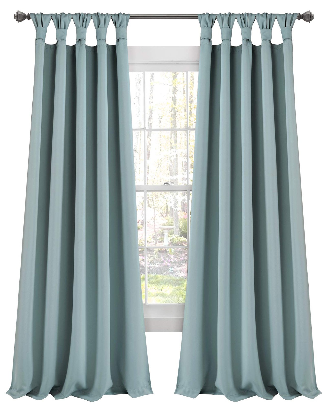Insulated Knotted Tab Top Room Darkening Window Curtain Panels Pair 52″W x 84…