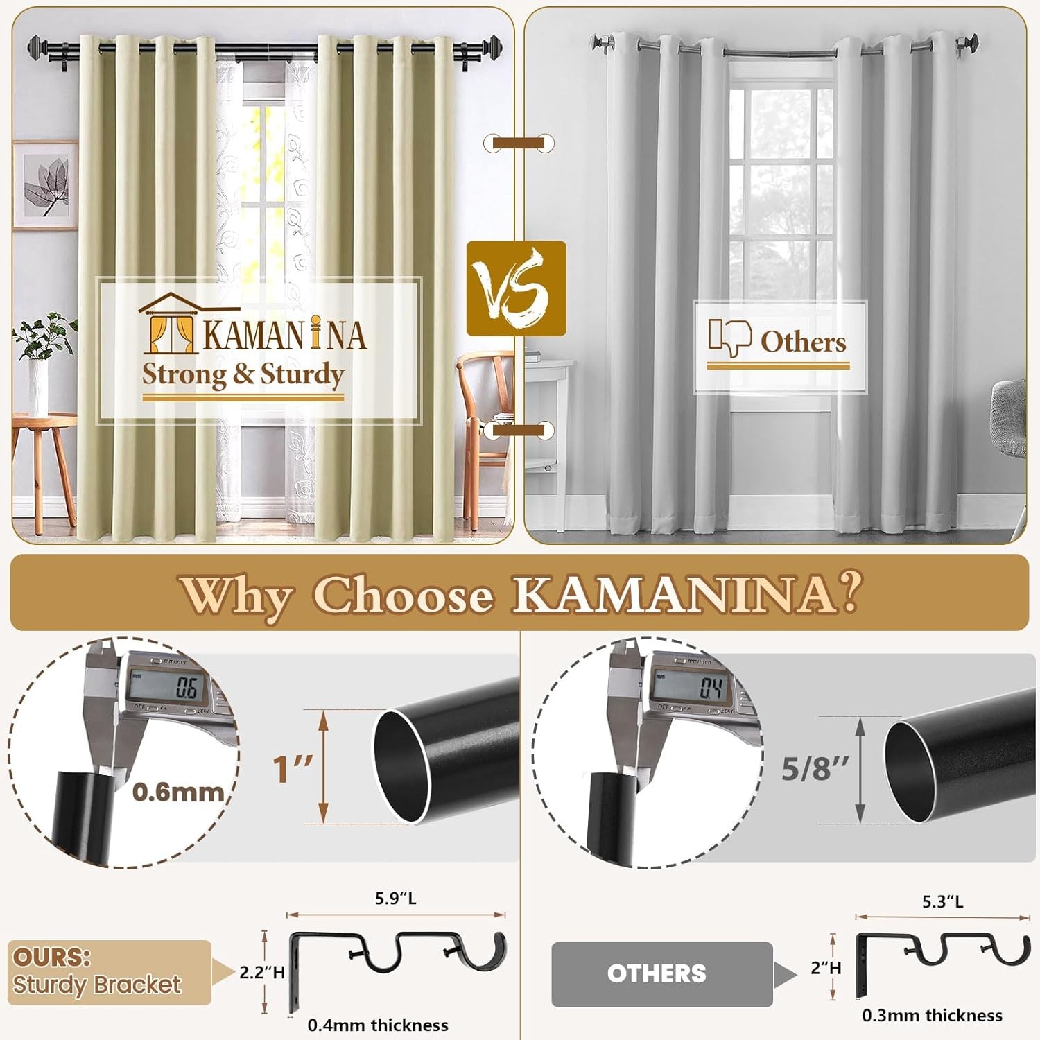 1-inch double curtain rod,adjustable length range from 72 to 144 inches