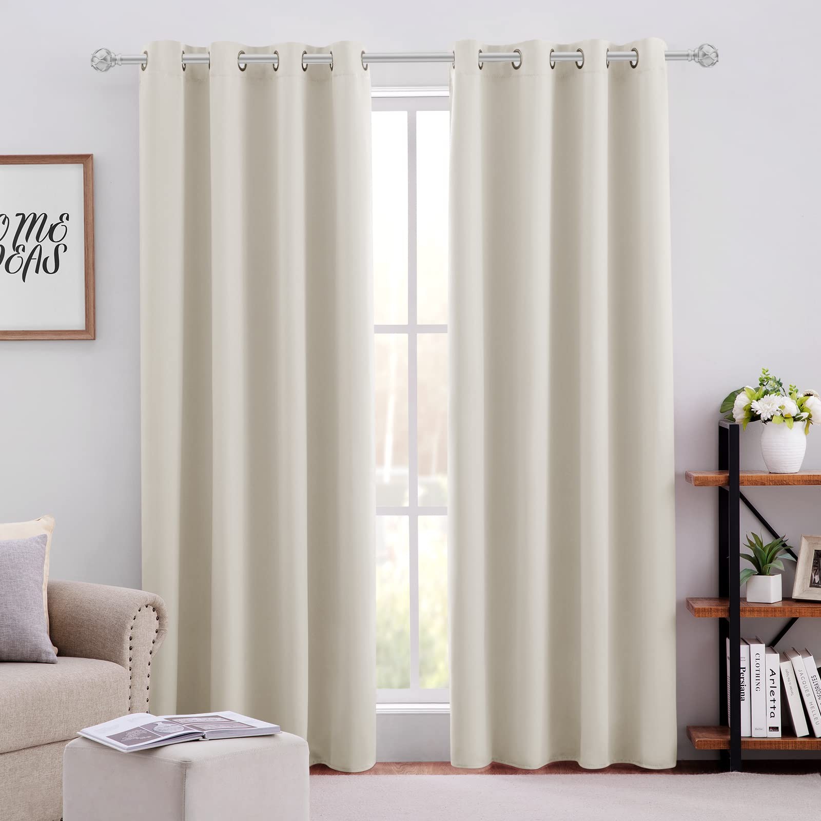 Cream Beige Blackout Curtains for Bedroom 52 X 84 Inch Length 2 Panels Set Ro…