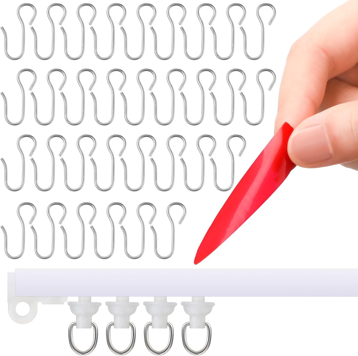 5.25 FT/63 IN Self Adhesive Ceiling Curtain Track Rail No Drill Rod Screws or