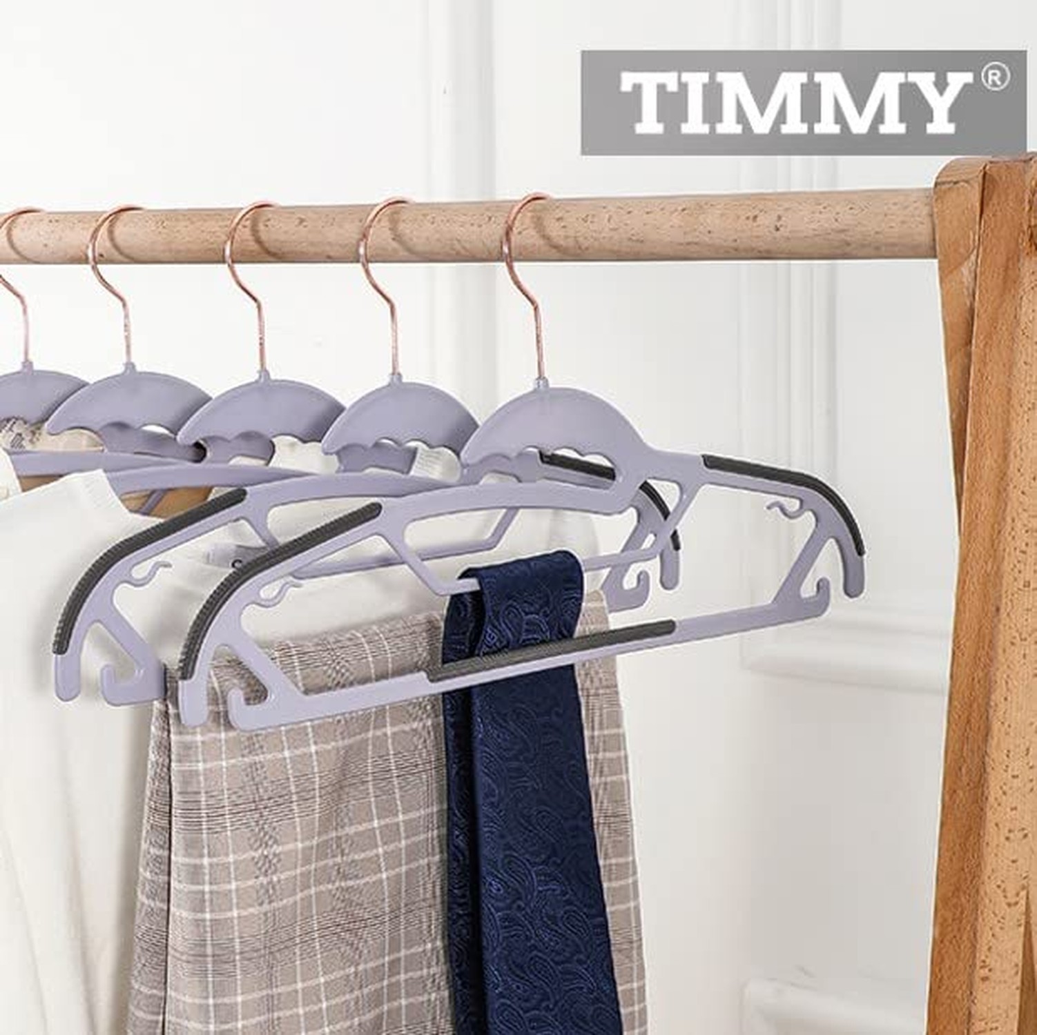 TIMMY Slim Plastic Hangers Non-Slip, 0.2in Ultra Thin Space Saving Closet Org…