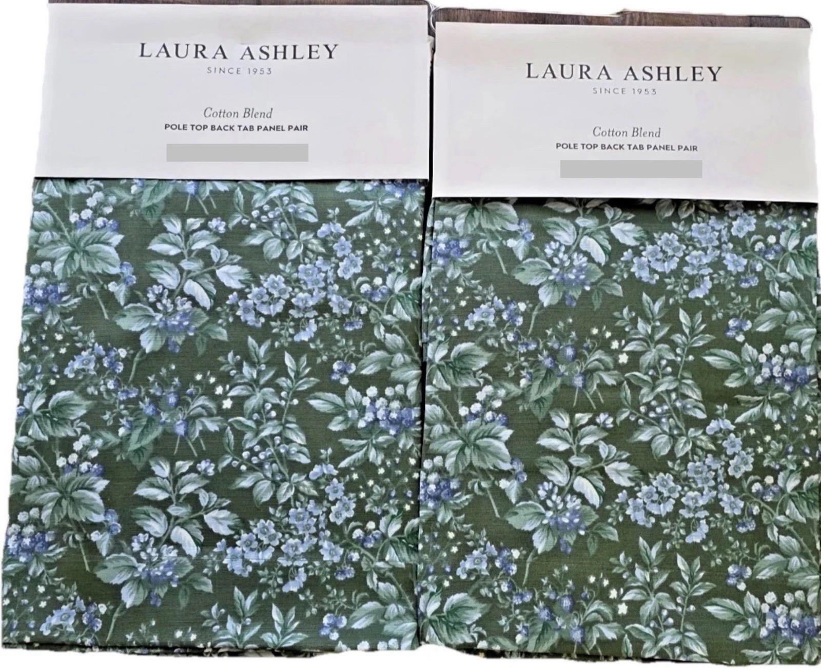 New Laura Ashley BRAMBLE Floral Cotton Blend Window Drapes – 38 x 96″ – Set of 4