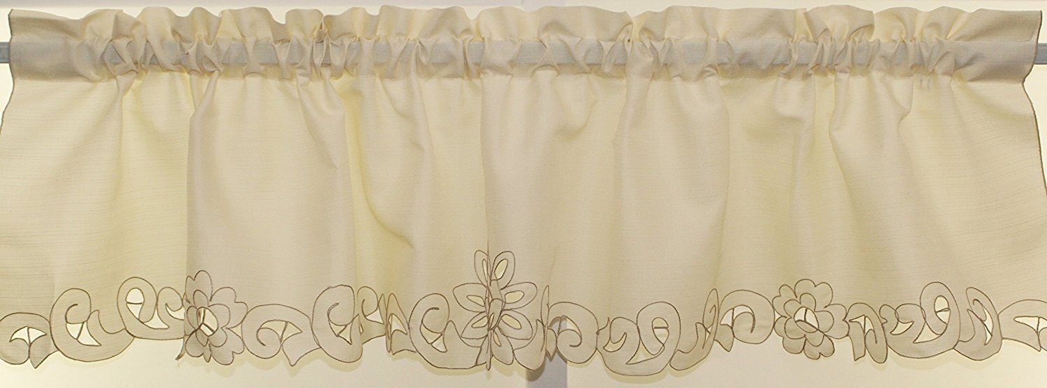 MANY SIZES Litchfield Curtain Scrolling Cutwork Flowers and Leaves Detailed