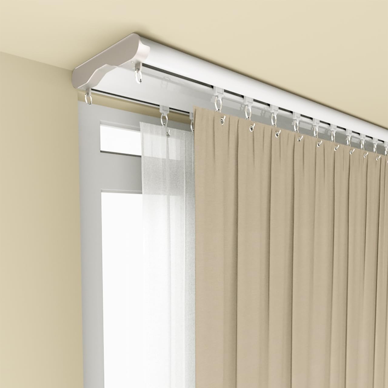 Curtain Track Ceiling Mount Ultra-Quiet Aluminum Rail 10ft Wide Heavy Duty