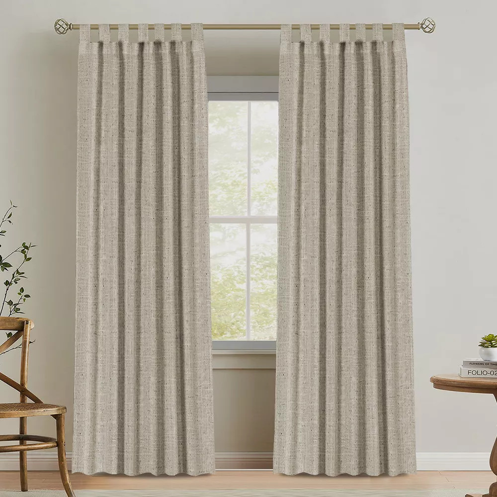 Natural Tab Top Curtains Semi Sheer Curtains