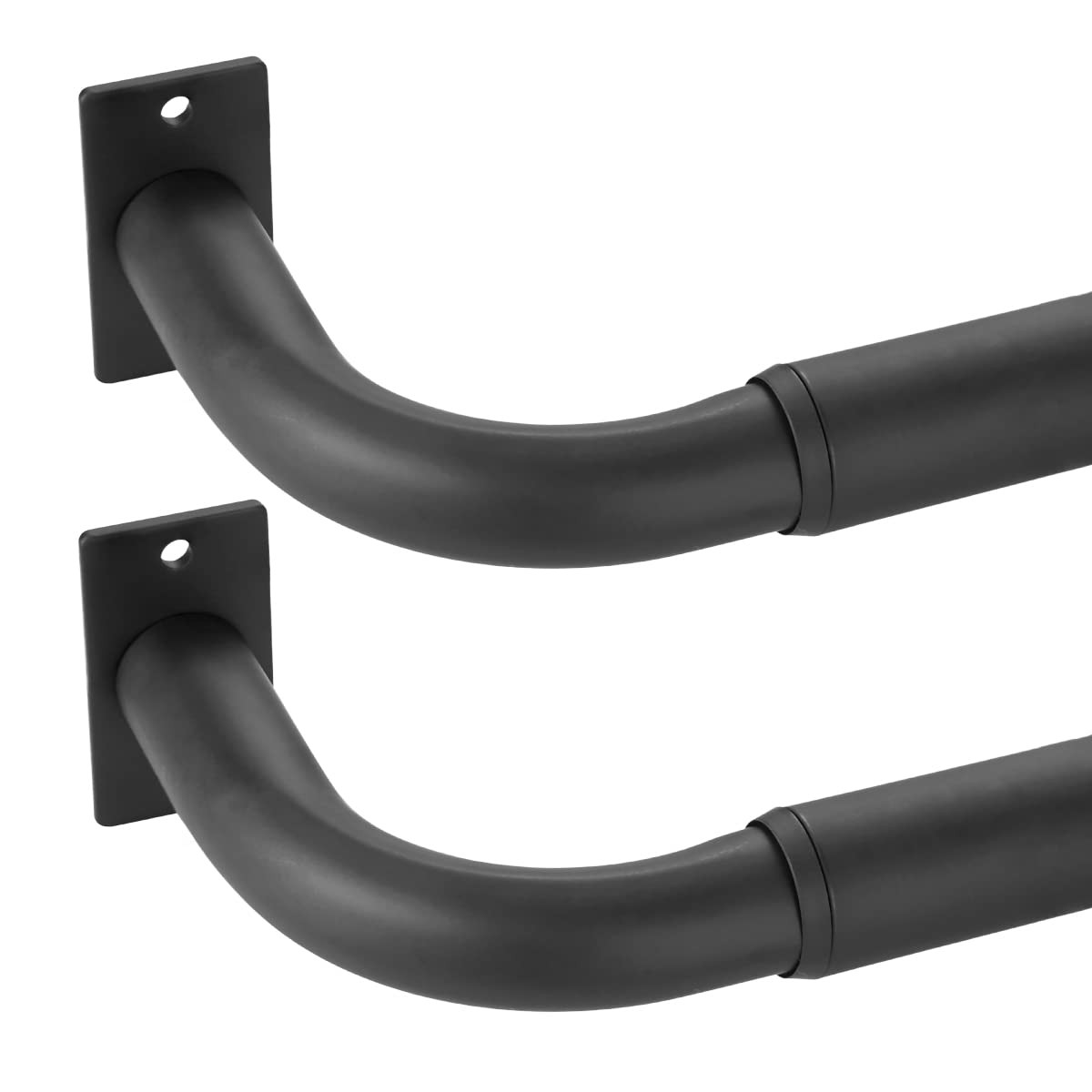 Vimayta Curtain Rods for Windows 48 to 84 Inches 48″-84″(2 Pack), Matte Black