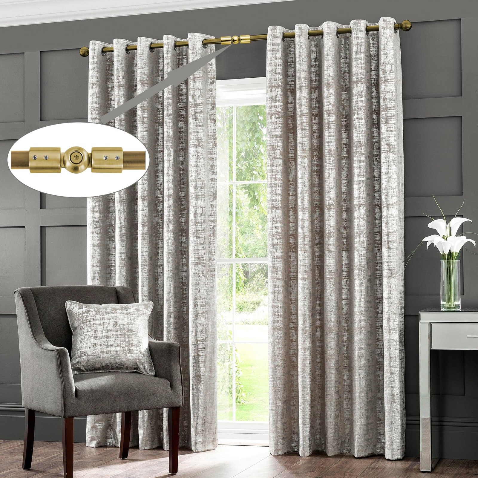 Window Corner Curtain Rod Connector Set of 2 Adjustable Curtains Rods Connect…