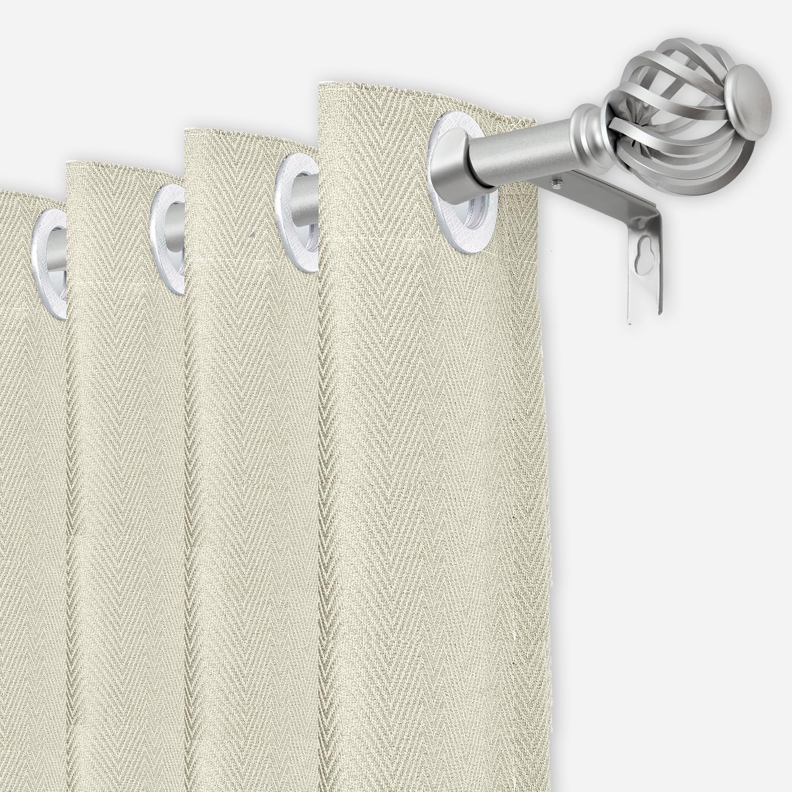 Luvenia Silver Decorative Curtain Rods, 28 to 48 Inch 28-48″(1 Pack),
