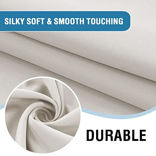 100% Blackout Tie Up Curtains for 42″W x 45″L (Pack of 1) Pumice Stone