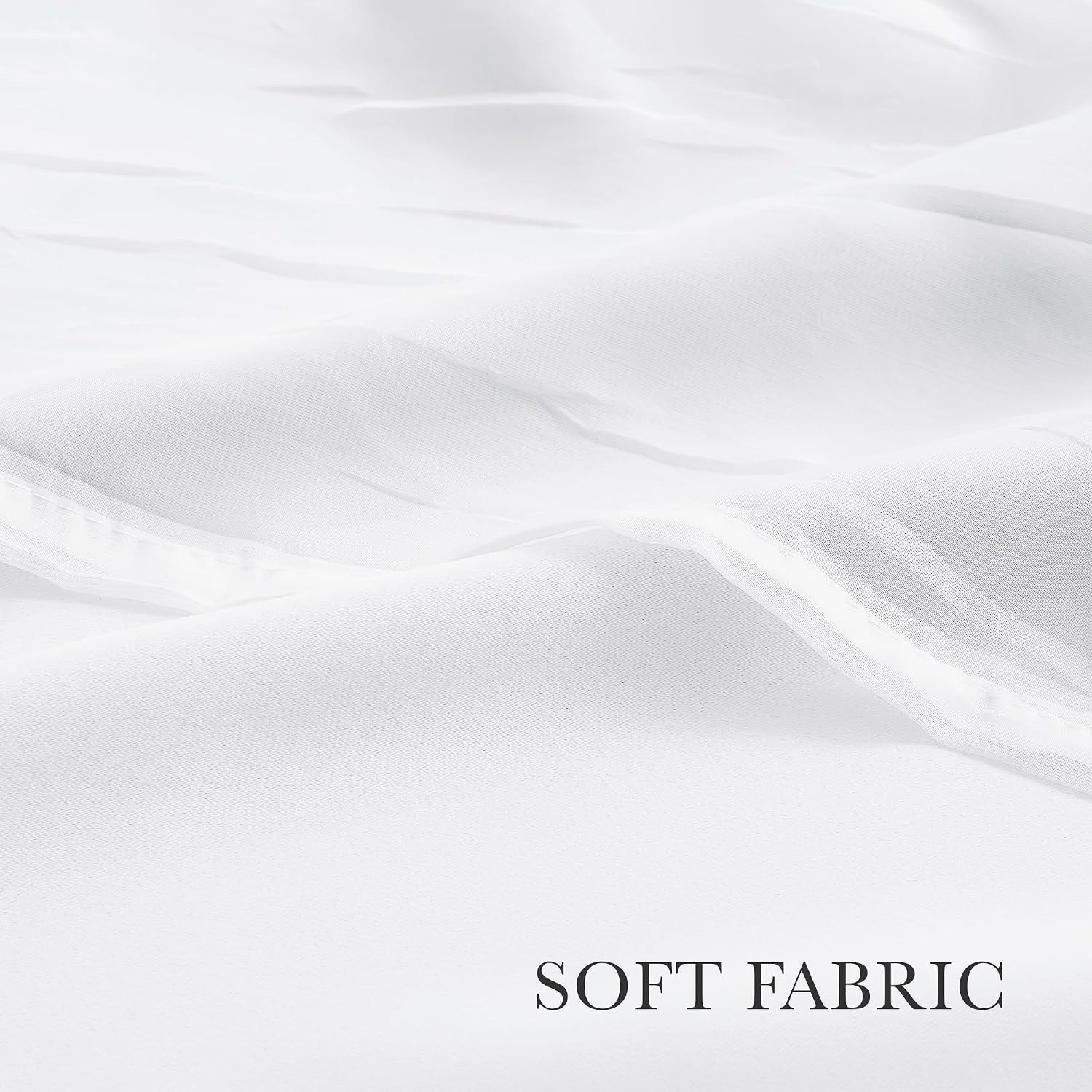 Pure White Blackout Curtains 52×84″ 2pc Sheer Overlay Romantic Grommet Drapes
