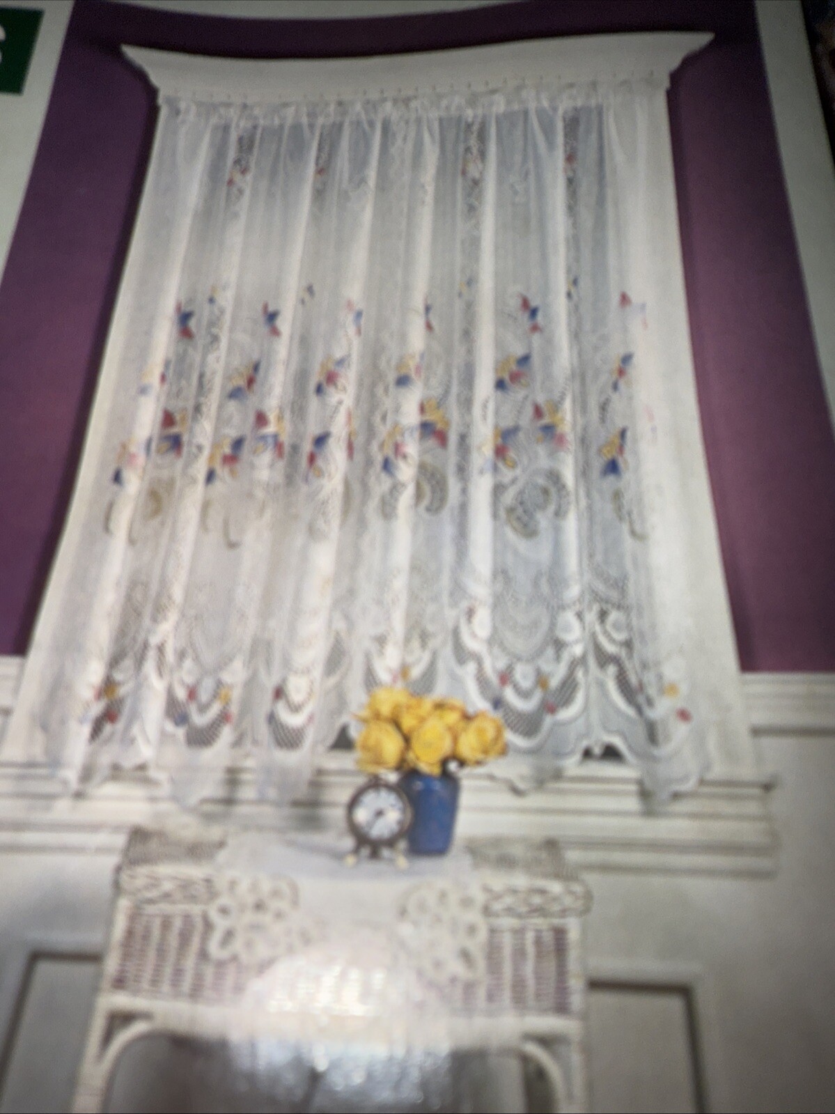 Basics Cynthia Panel White 40×63” Purple Yellow Pink Curtain Window cover-