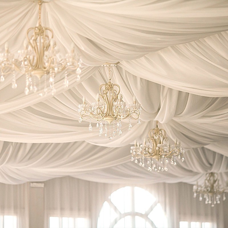 Ivory 10 x 40 ft Professional Sheer CEILING CURTAIN Drapes Party Decorations