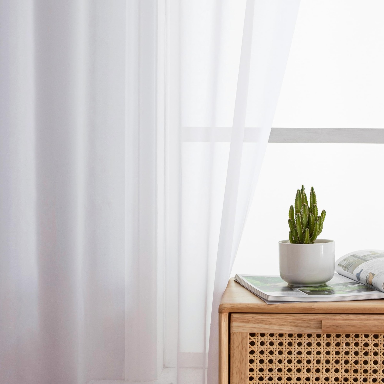 Aiyufeng White Sheer Curtains 54 inch Length 40″W x 54″L (Pack of 2),