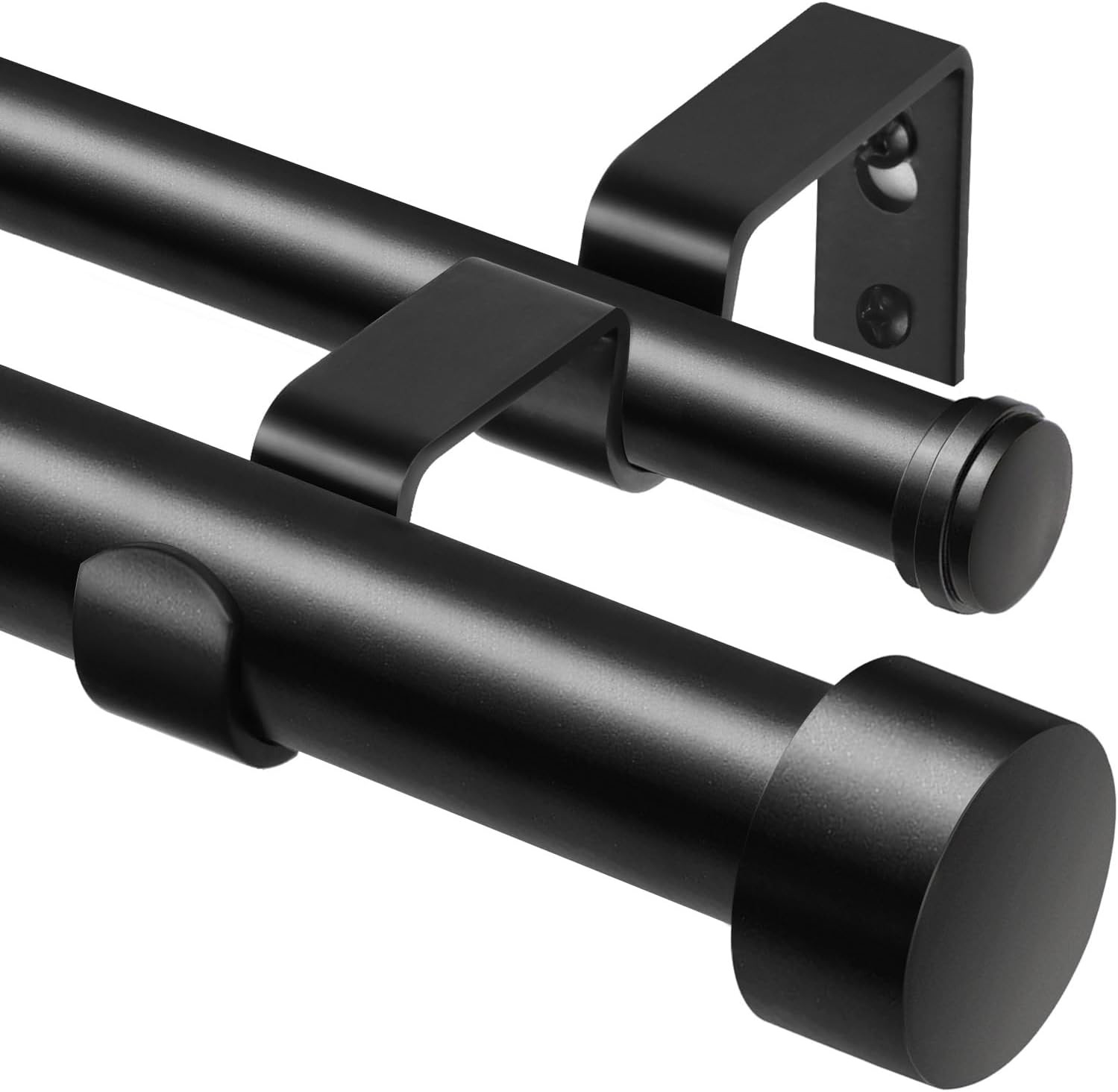 KAMANINA 1 Inch Double Curtain Rods 66 to 120 Inches (5.5-10 Feet), Heavy Duty A