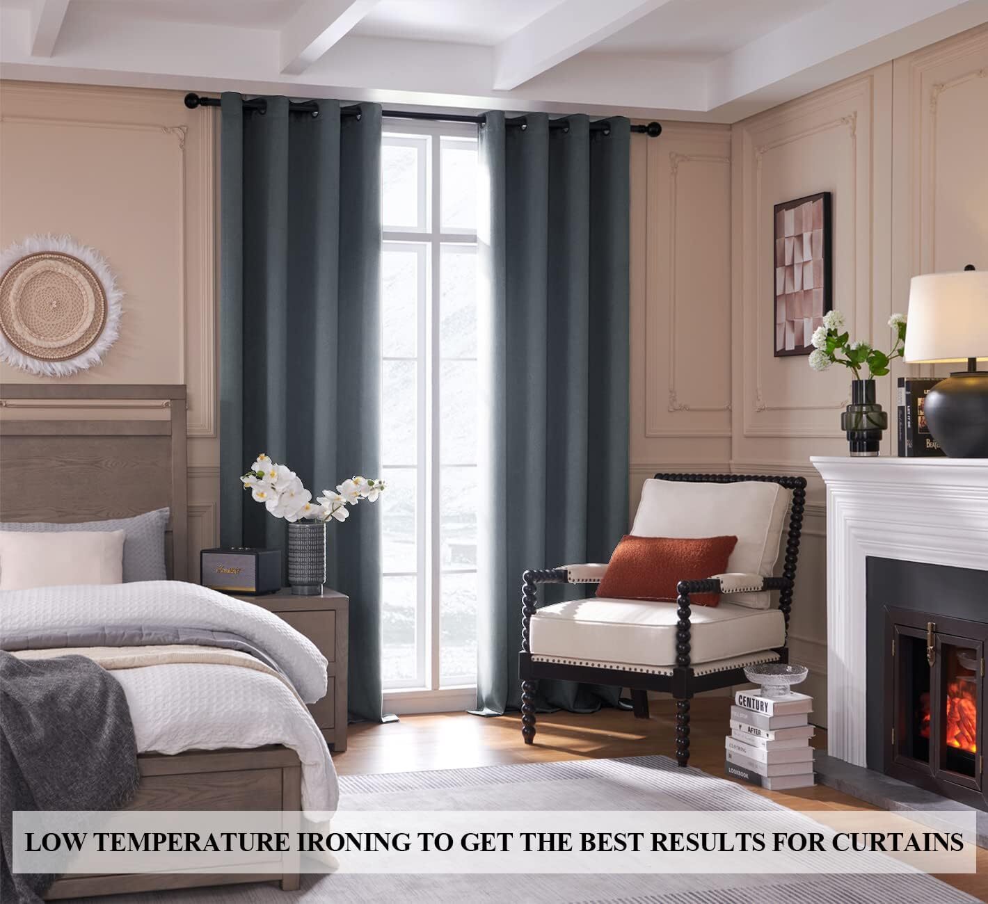 Total Blackout 340 GSM Curtains 2 Panels, Full Shade 84 Inches Long Complete