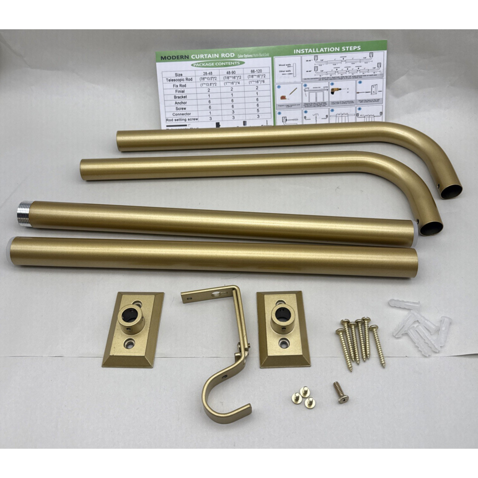 ZYRW Gold Curtain Rod 28 to 48 inches, modern , heavy duty, decorative *READ…