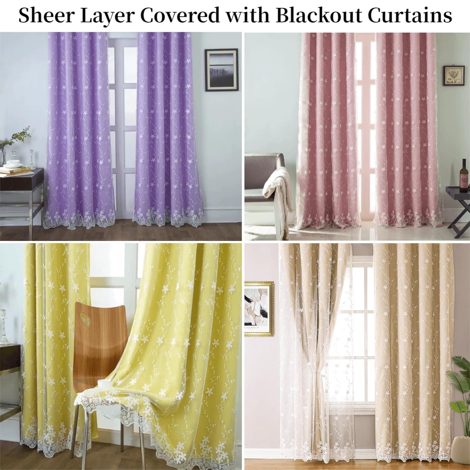 Luxury White Lace Sheer Curtains 96 Inches Long 2 Panels for Living Room, Ele…
