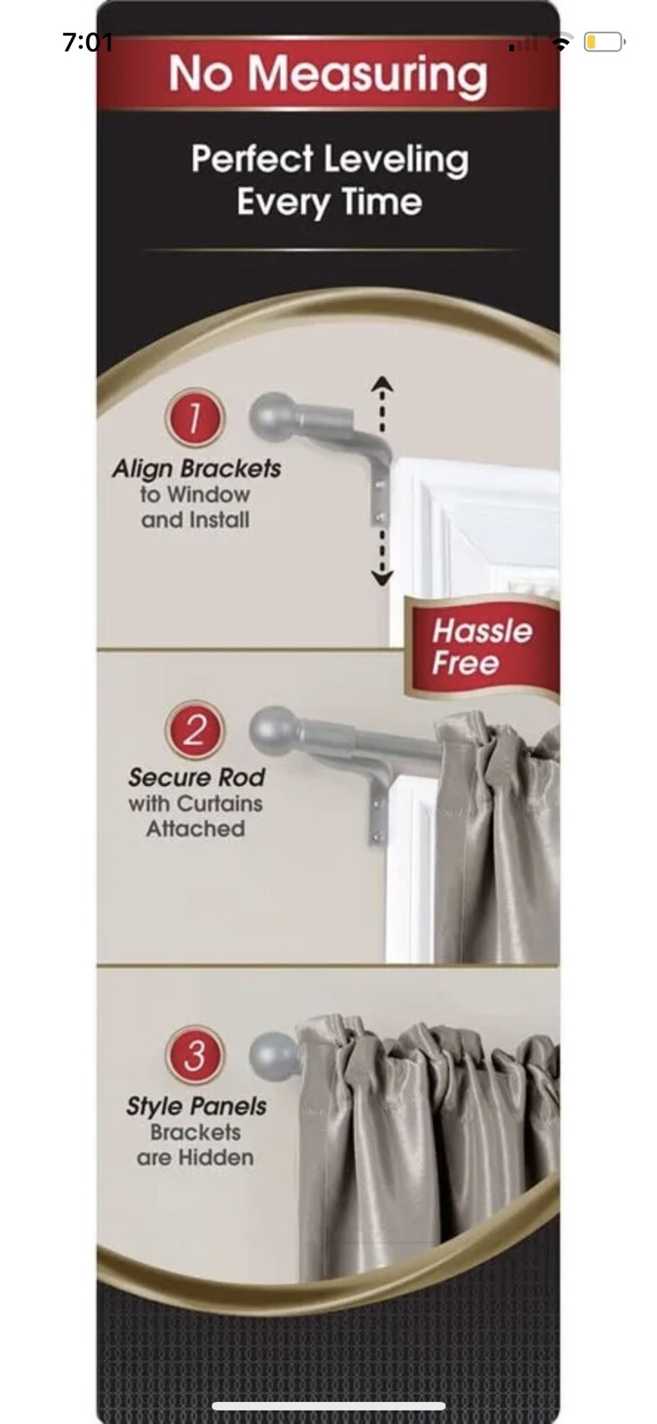 18-48 in MAYTEX Easy Install Café Window Curtain Rod – Brushed Nickel – 0006257Y