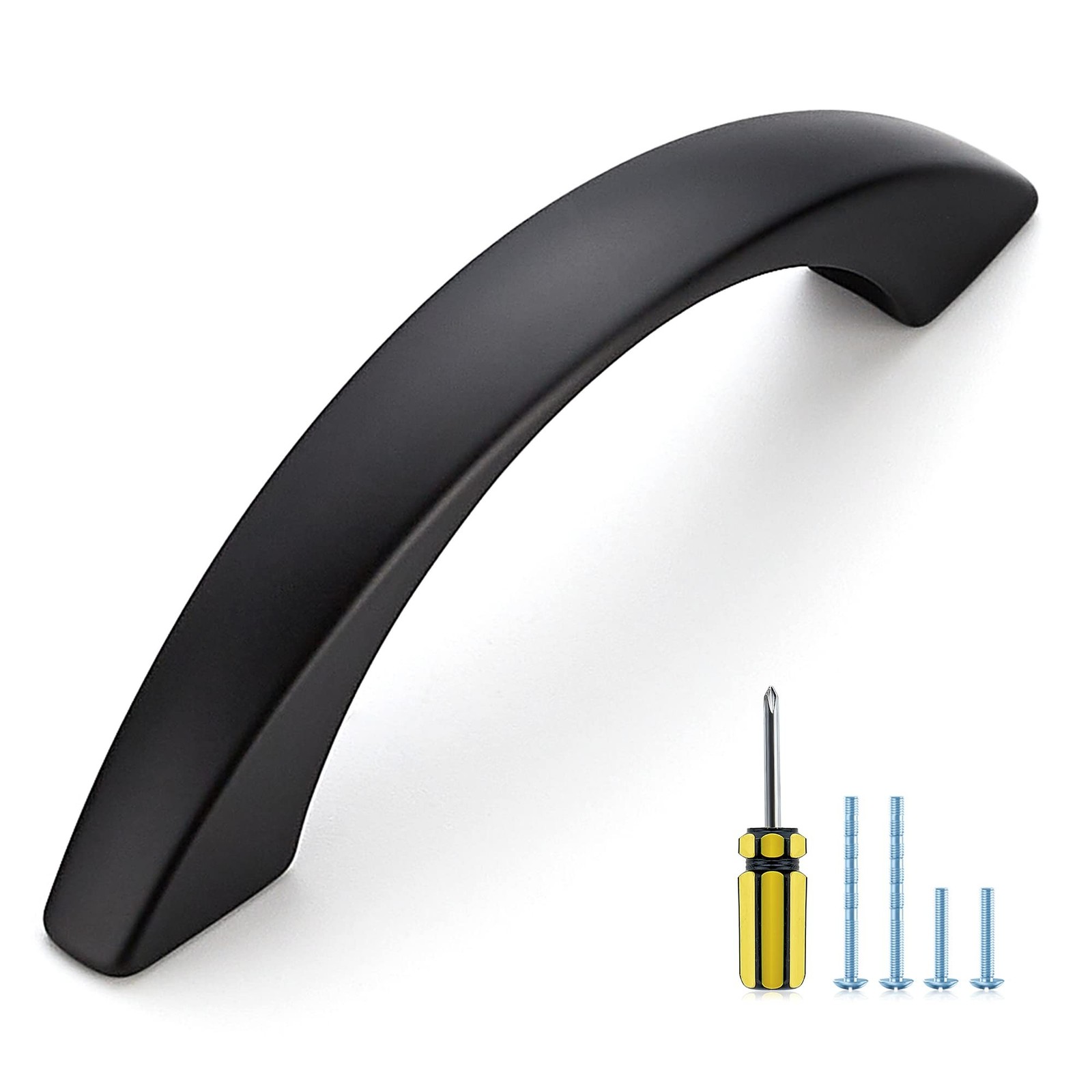 Ravinte 10 Pack Cabinet Pulls 3 Inch Matte Black Curved Drawer Pulls for Kitc…