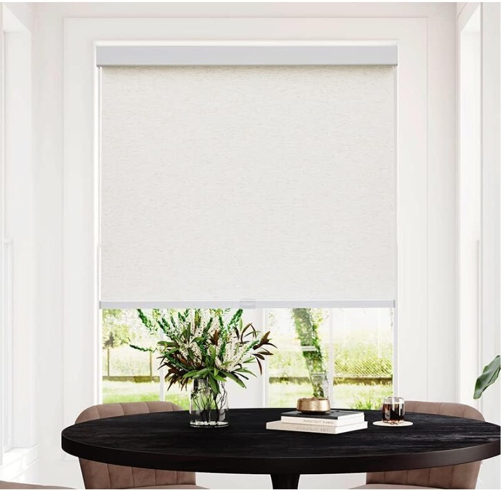 Free-Stop Cordless Light Filtering Roller Shades for Windows (Cream 34″W x 72…