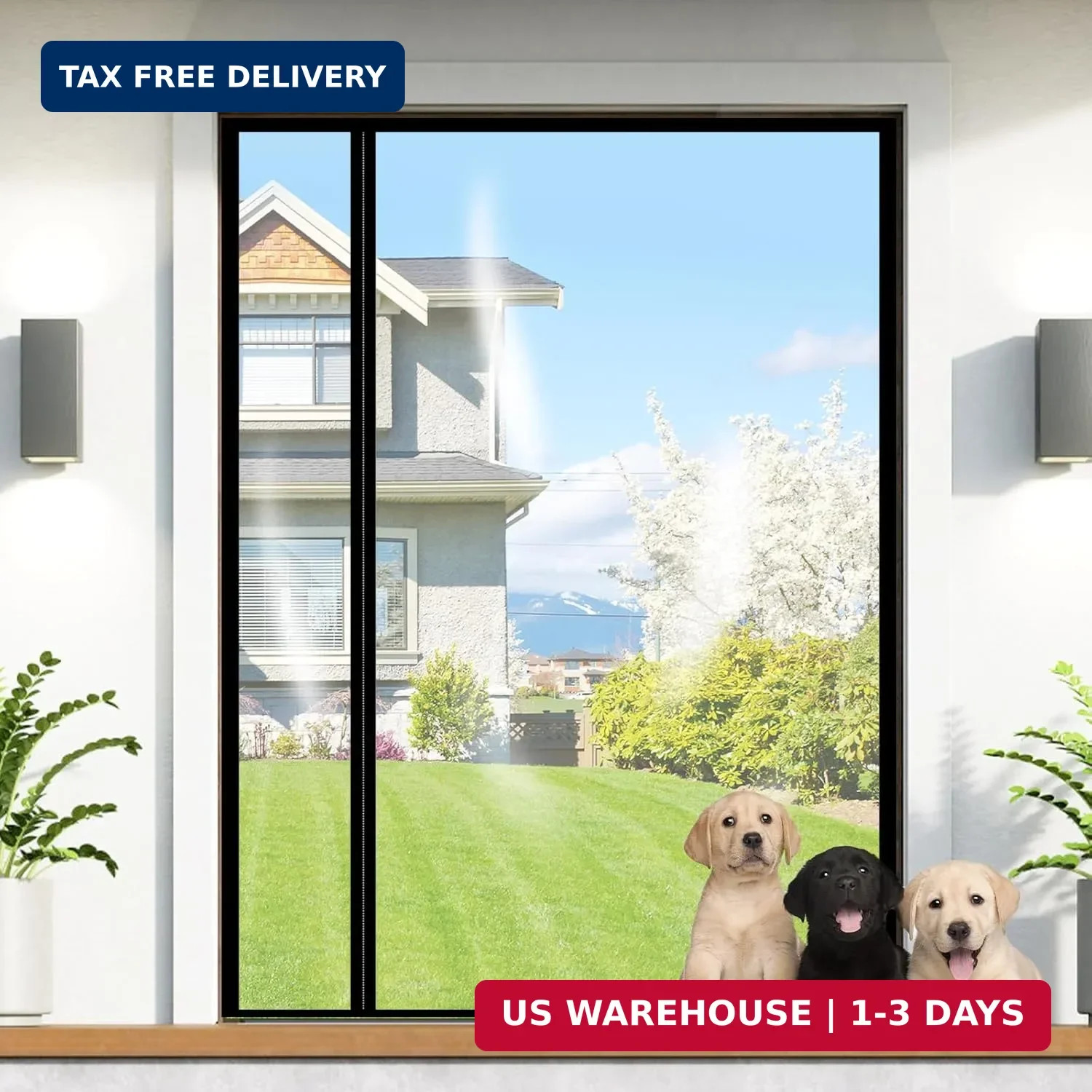 Transparent Insulated Door Curtains, Sunmoxia Reversible Left or Right Side Open