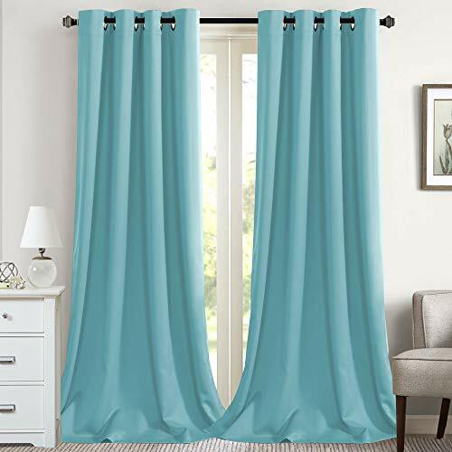 Flamingo P Blackout Window Curtain Drapes Thermal Insulated Aqua Blue Set of 2