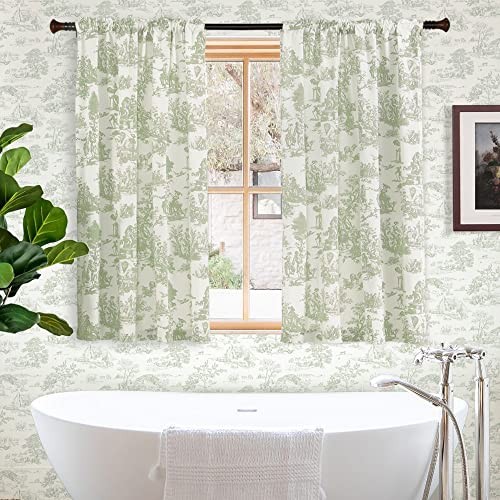 Curtains for Kitchen Bathroom Window,Set of 40″W x 48″L (Pack of 2) Sage Green